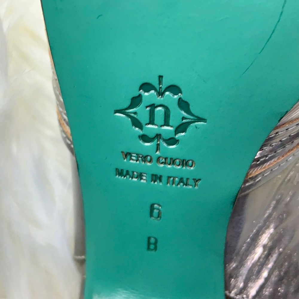 Nanette Lepore Salsa Swirl Heels Pewter Nude Size 6 - Picture 11 of 14